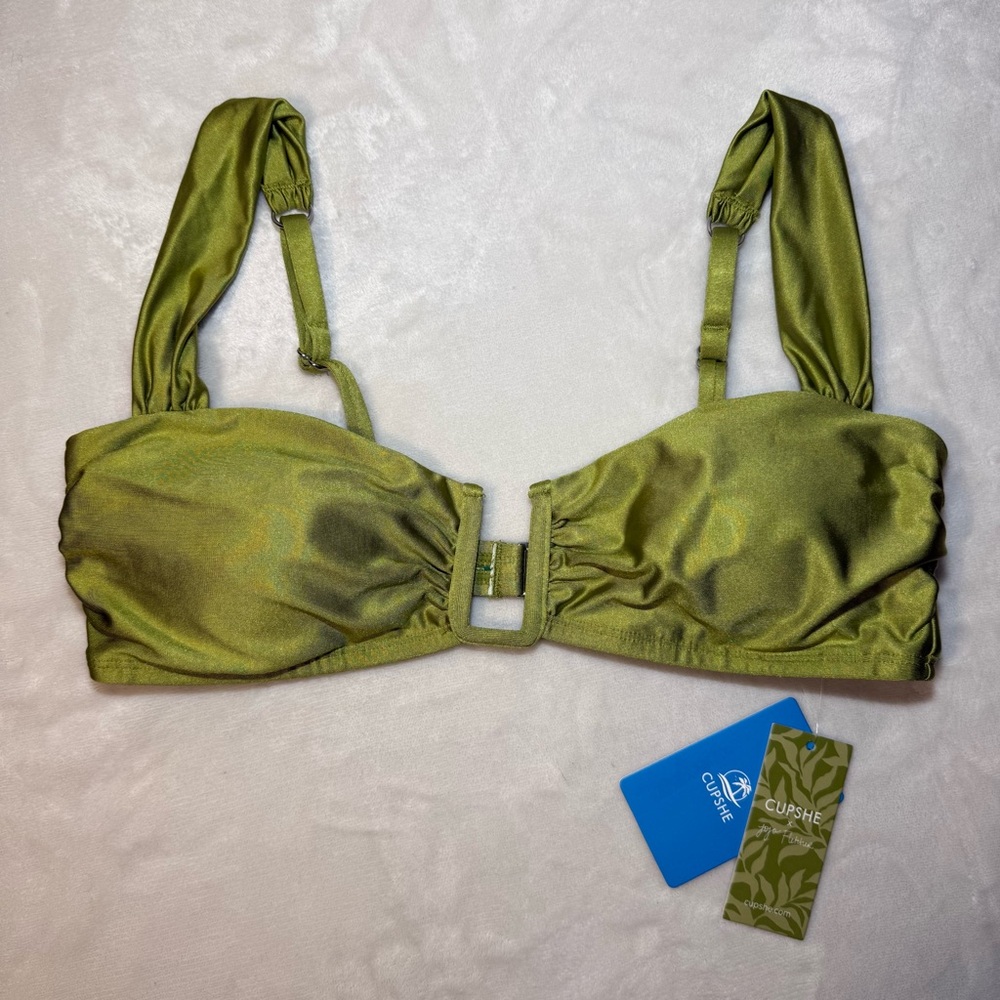 Cupshe Olive Green‎ Underwire Bikini Top Wide Strap NWT Medium